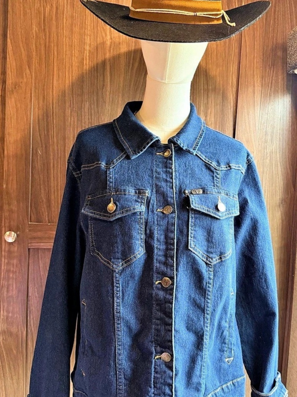 NWT Lucky & Blessed Dark Wash Denim Western Yoke Jacket